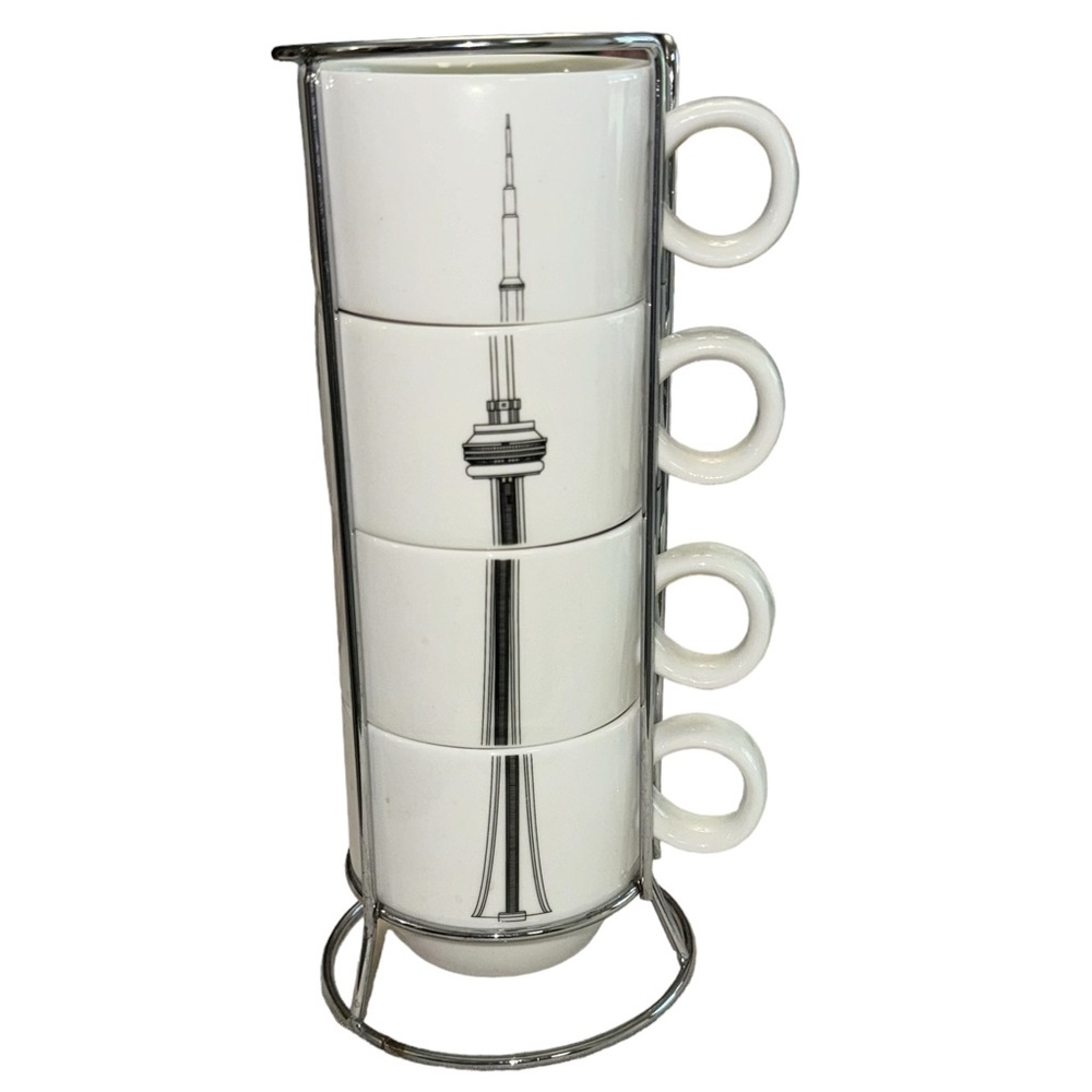 Stackable Espresso Mug with Metal Stand Set of 5 - CN- Tower  Toronto, Canada